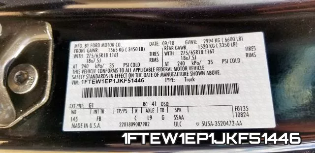 1FTEW1EP1JKF51446 фото 2
