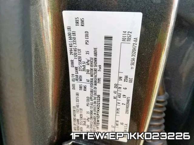 1FTEW1EP7KKD23226 фото 2