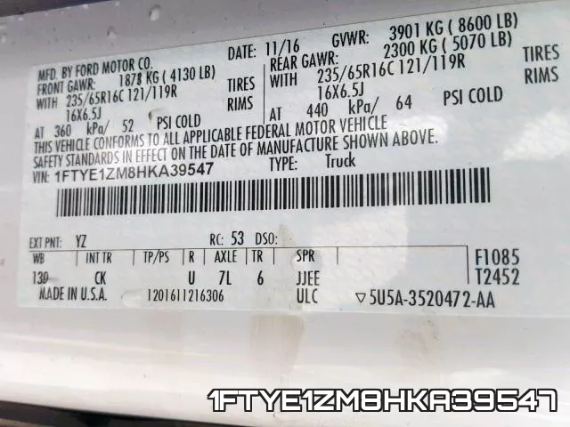 1FTYE1ZM8HKA39547 фото 2
