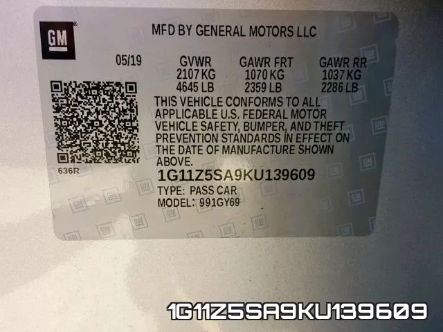 1G11Z5SA9KU139609 фото 2