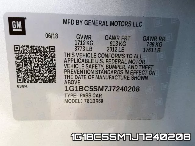 1G1BC5SM7J7240208 фото 2