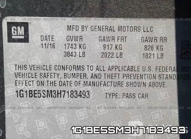 1G1BE5SM3H7183493 фото 10