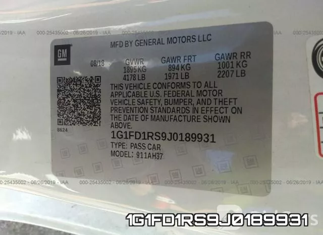 1G1FD1RS9J0189931 фото 9