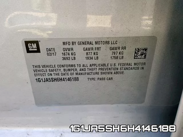 1G1JA5SH6H4146188 фото 2