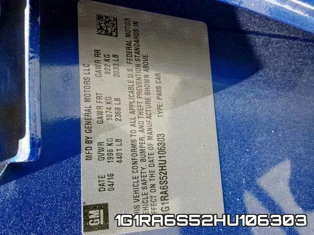 1G1RA6S52HU106303 фото 2