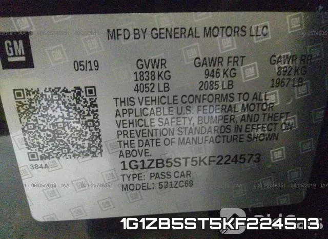 1G1ZB5ST5KF224573 фото 10
