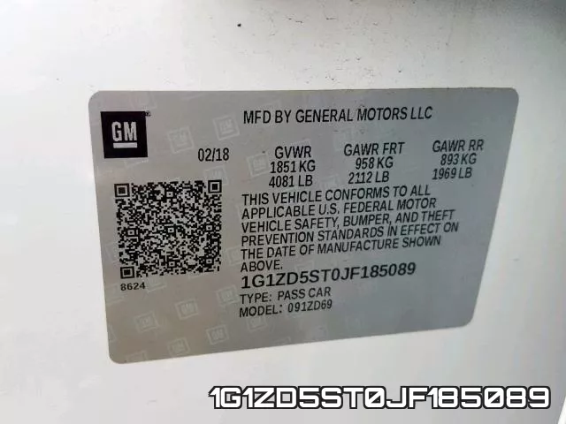 1G1ZD5ST0JF185089 фото 2