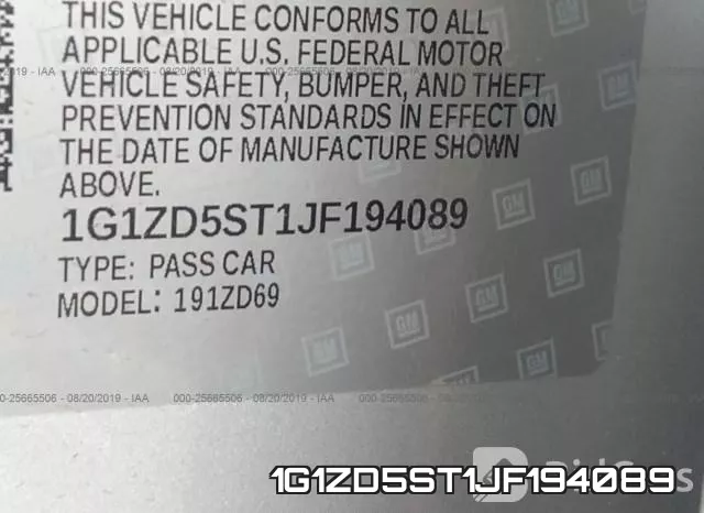 1G1ZD5ST1JF194089 фото 10