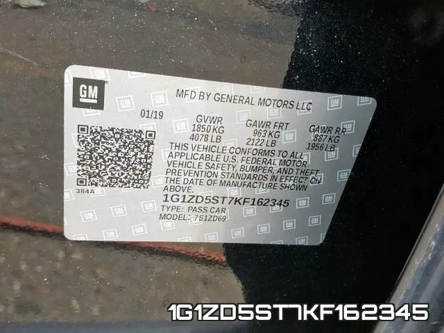 1G1ZD5ST7KF162345 фото 2