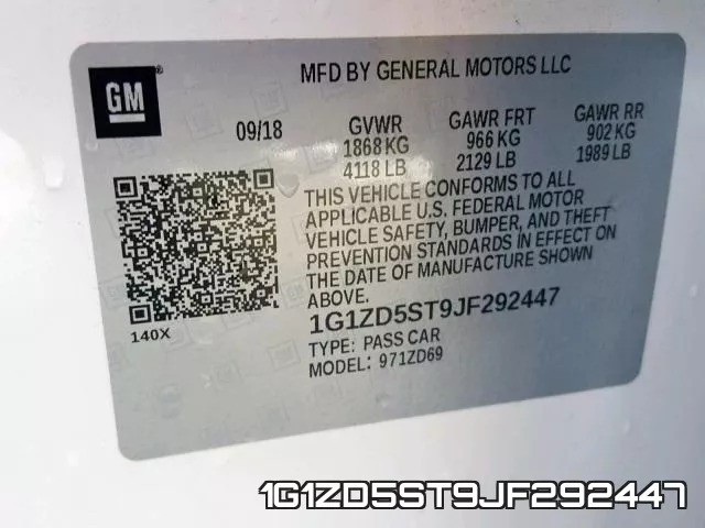 1G1ZD5ST9JF292447 фото 2
