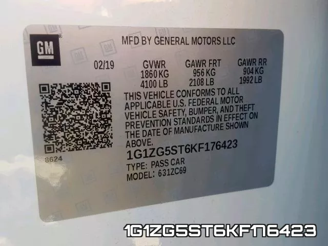 1G1ZG5ST6KF176423 фото 2