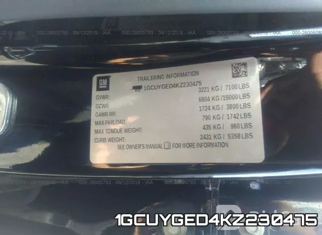 1GCUYGED4KZ230475 фото 10