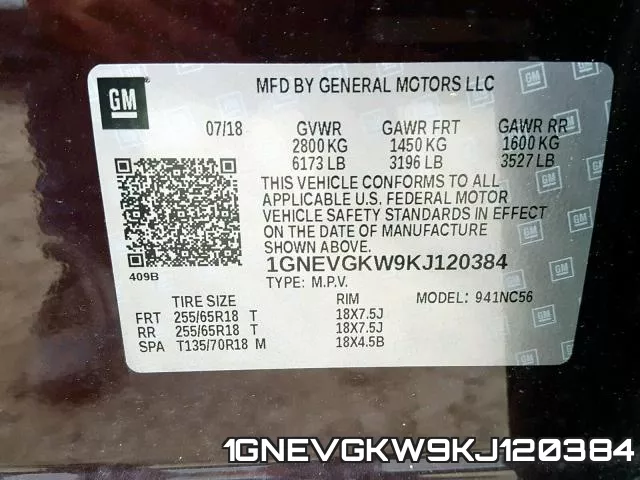 1GNEVGKW9KJ120384 фото 2
