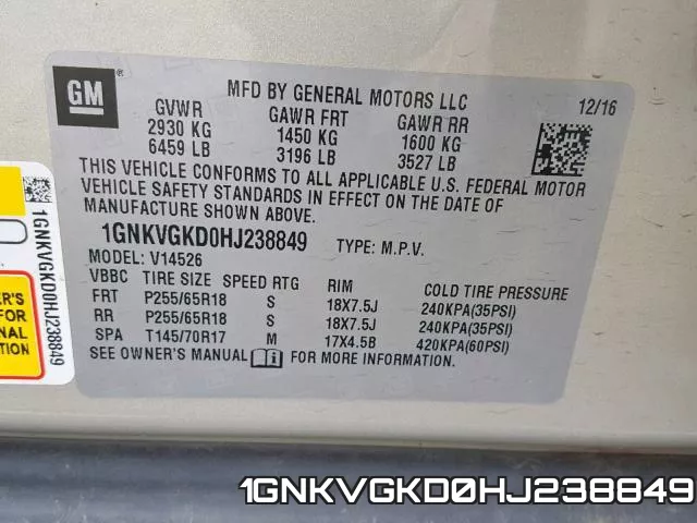 1GNKVGKD0HJ238849 фото 2