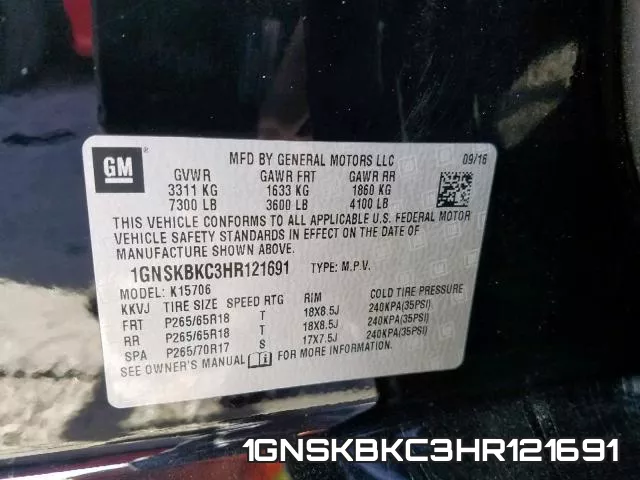 1GNSKBKC3HR121691 фото 2