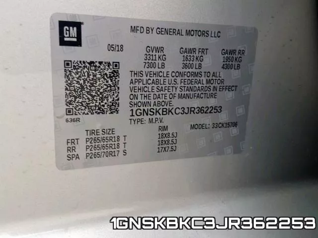 1GNSKBKC3JR362253 фото 2