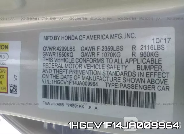 1HGCV1F14JA009964 фото 10