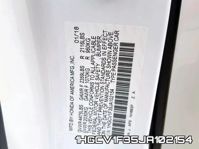 1HGCV1F35JA102154 фото 2