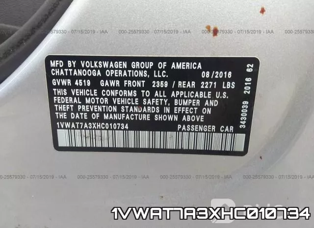 1VWAT7A3XHC010734 фото 10