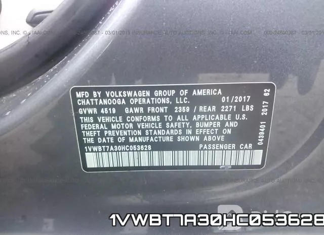 1VWBT7A30HC053628 фото 10