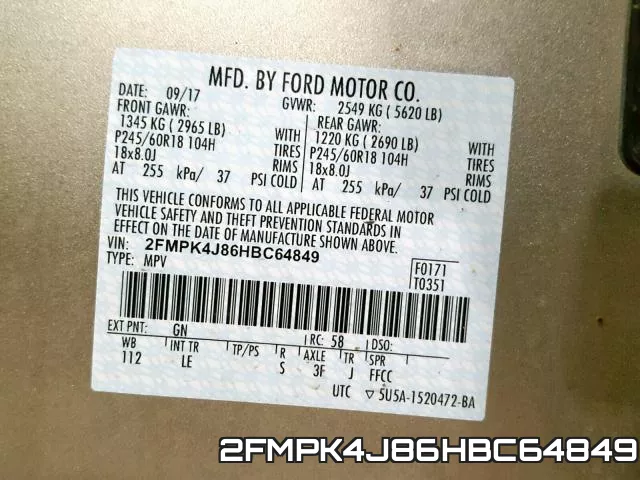 2FMPK4J86HBC64849 фото 2