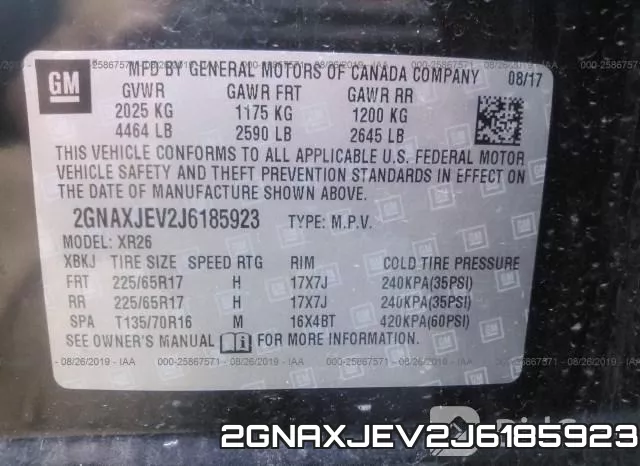 2GNAXJEV2J6185923 фото 10