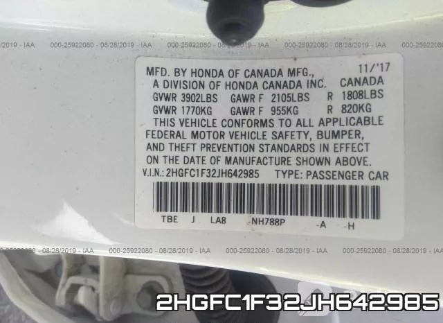 2HGFC1F32JH642985 фото 10