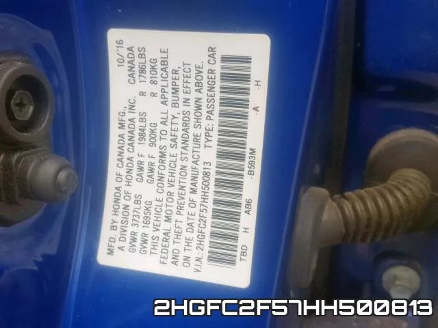 2HGFC2F57HH500813 фото 2