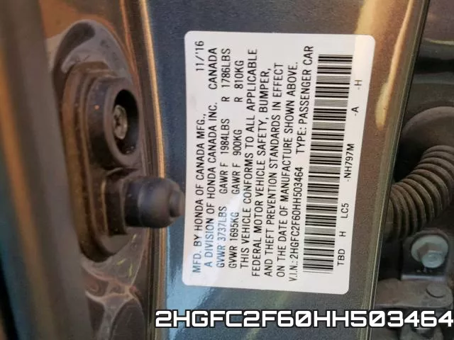 2HGFC2F60HH503464 фото 2