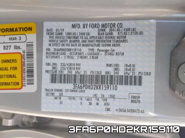 3FA6P0HD2KR159110 фото 2
