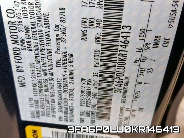 3FA6P0LU0KR146413 фото 2