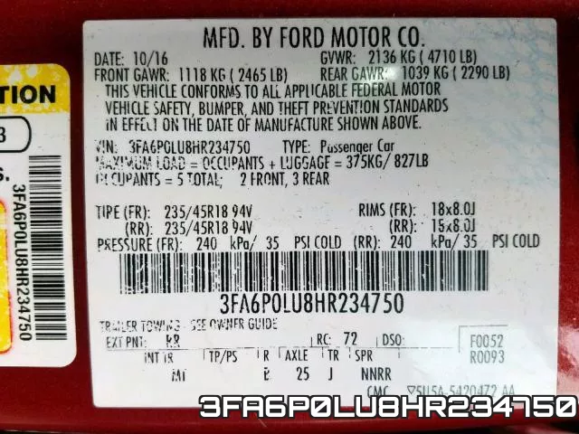3FA6P0LU8HR234750 фото 2