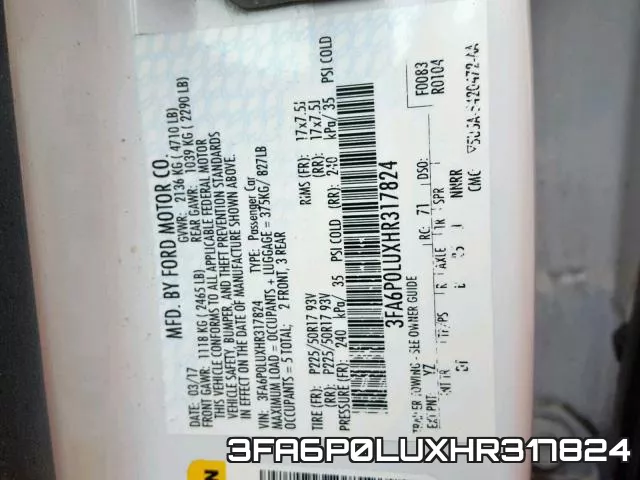 3FA6P0LUXHR317824 фото 2