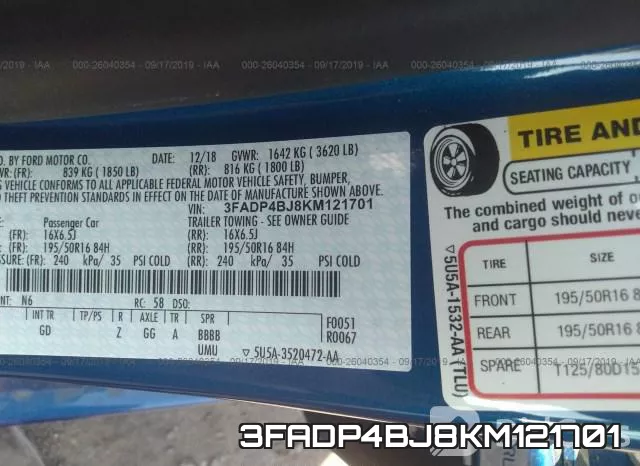 3FADP4BJ8KM121701 фото 10