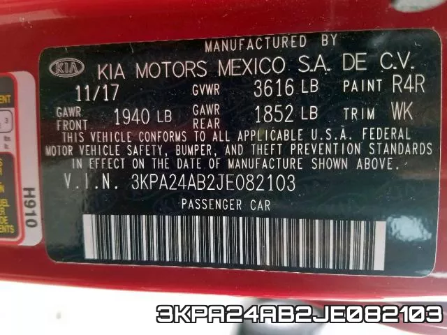 3KPA24AB2JE082103 фото 2
