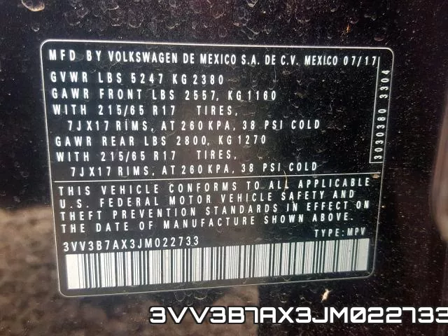 3VV3B7AX3JM022733 фото 2