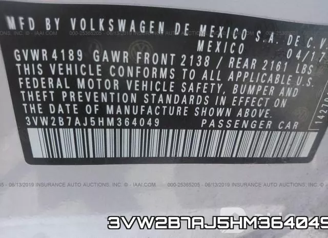 3VW2B7AJ5HM364049 фото 10