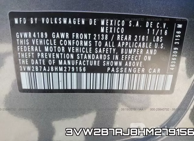 3VW2B7AJ8HM279156 фото 10