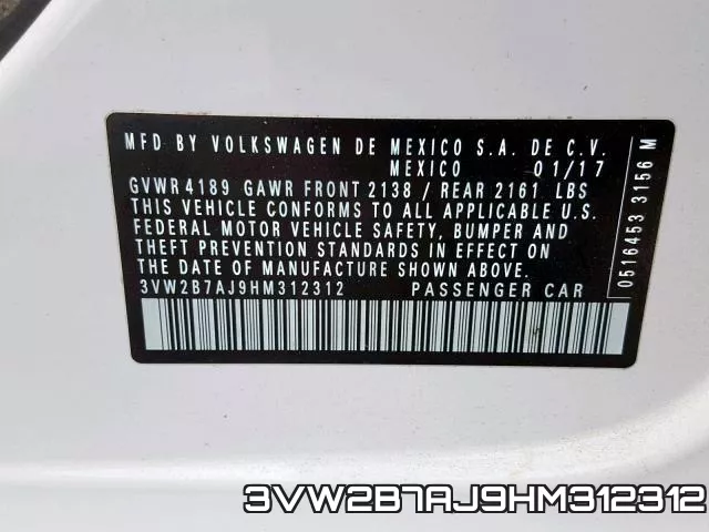 3VW2B7AJ9HM312312 фото 2