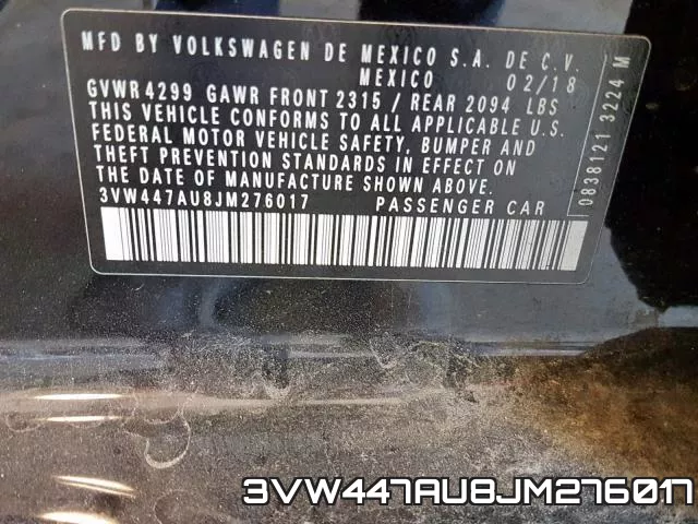 3VW447AU8JM276017 фото 2
