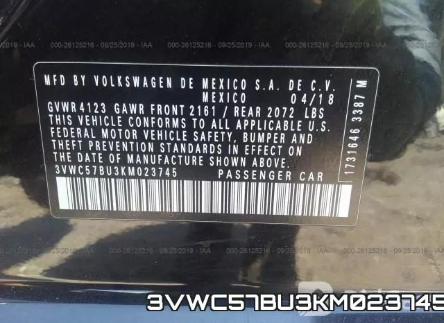 3VWC57BU3KM023745 фото 10