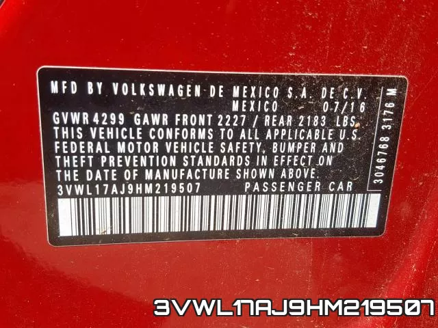 3VWL17AJ9HM219507 фото 2