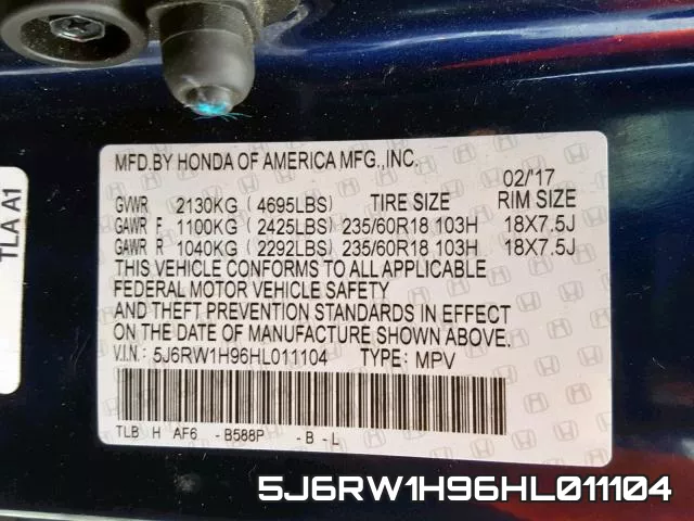 5J6RW1H96HL011104 фото 2