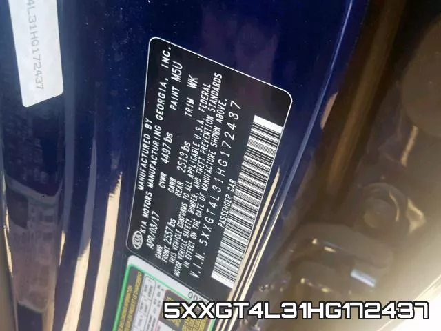 5XXGT4L31HG172437 фото 2