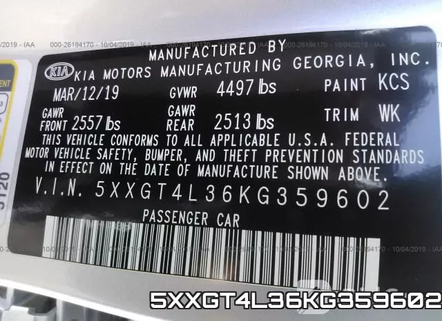5XXGT4L36KG359602 фото 10