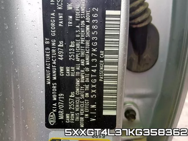 5XXGT4L37KG358362 фото 2