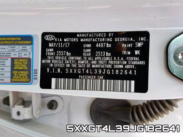 5XXGT4L39JG182641 фото 2