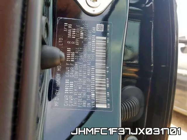 JHMFC1F37JX031701 фото 2
