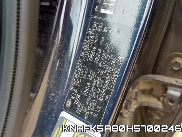 KNAFK5A80H5700246 фото 2