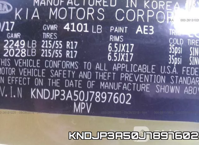 KNDJP3A50J7897602 фото 10